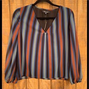 NWTS Madewell Sheer Sleeve Blouse In Academy Stripe